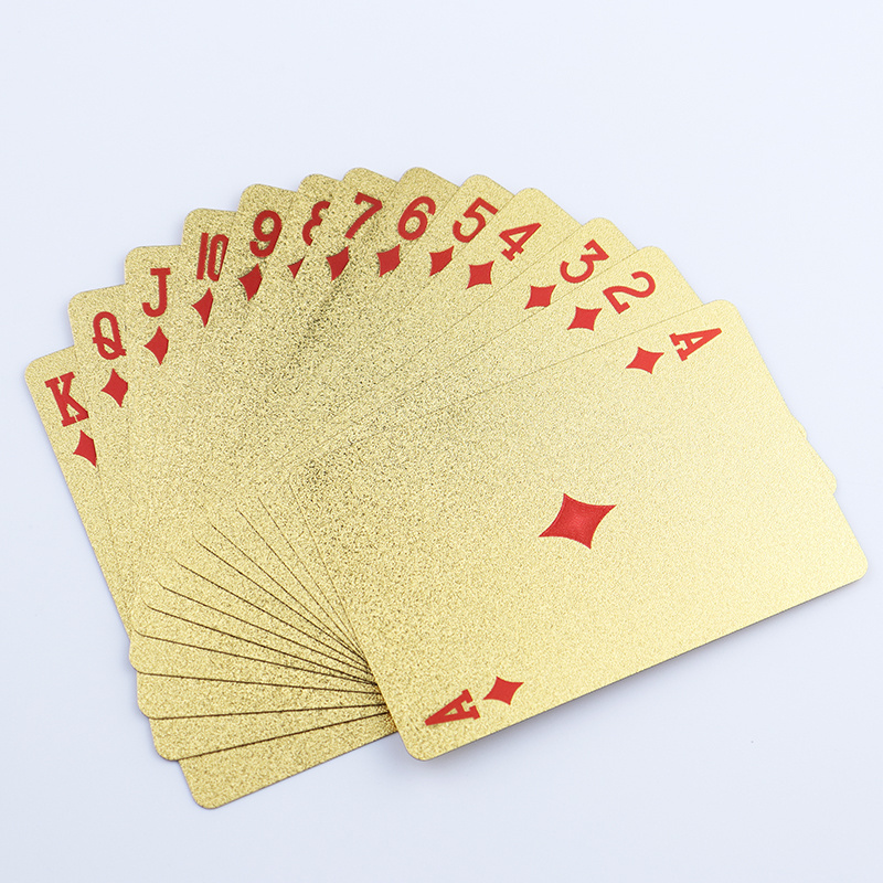 Durable Waterproof Plastic Playing Cards  Gold Foil Poker Golden Poker 24K Gold Foil Plated Playing Cards