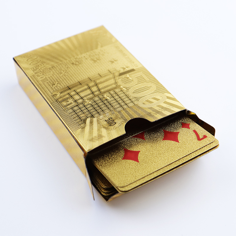 Durable Waterproof Plastic Playing Cards  Gold Foil Poker Golden Poker 24K Gold Foil Plated Playing Cards