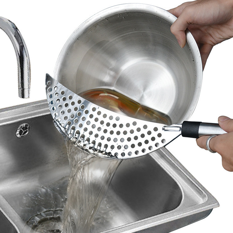 Stainless Steel Pot Pan Strainer Handheld Drain Filter Sieve Anti-rust Colander Skimmer