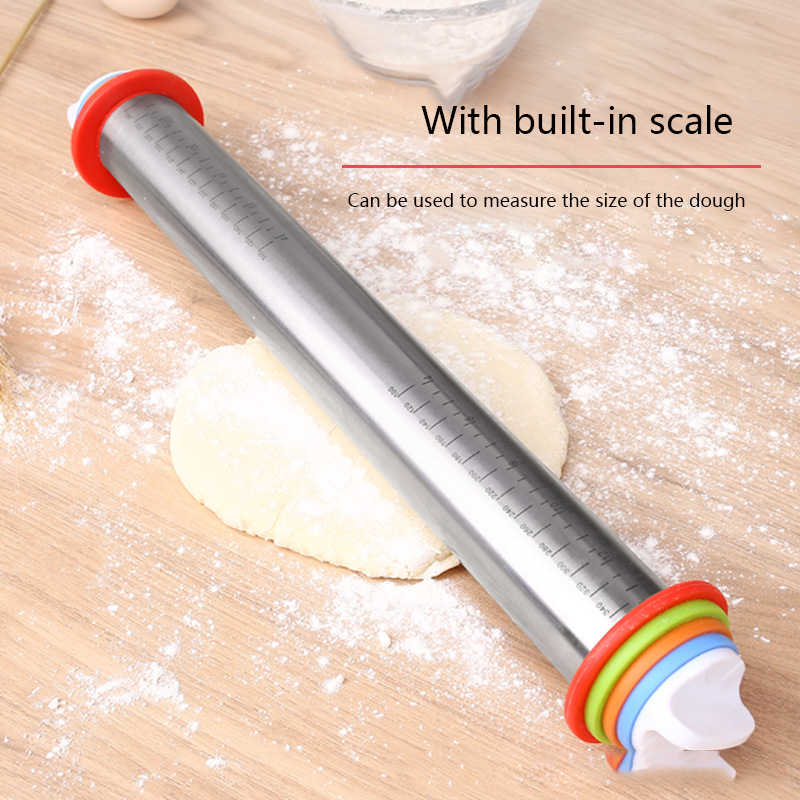 High Quality Stainless Steel Adjustable Rolling Pin with Thickness Rings