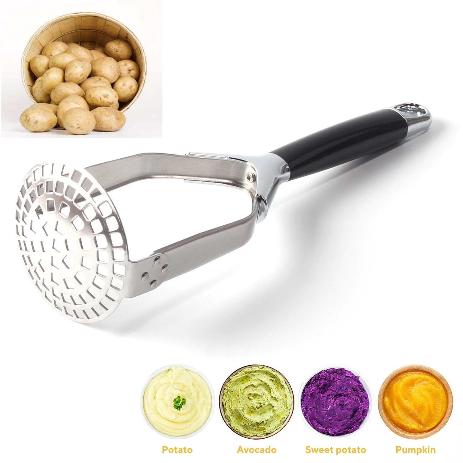 Household Utensil Mashed Potato Press 304 Stainless Steel Kitchen Accessories Meat Fruit Potato Ricer Masher