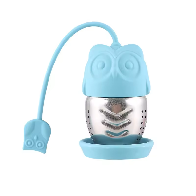 304 stainless steel food grade silicone tea bag, owl style tea maker, tea strainer filter