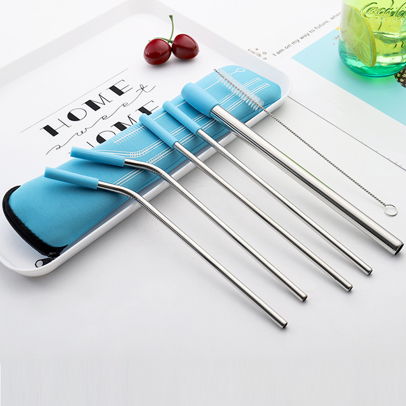 304 Stainless Steel Metal Drinking Straws with Silicone head Customized version Large quantity in stock