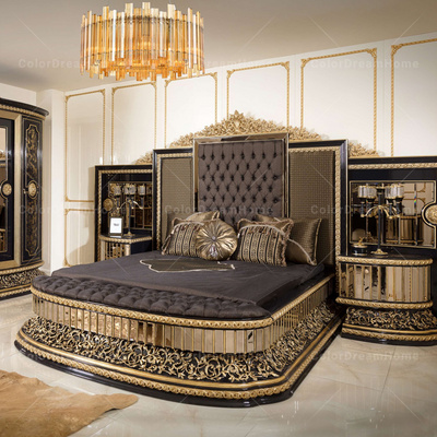 Home Furniture And Bed Room Set Turkish Luxury Royal Bedroom Set Furniture Luxury King Size Bed Wood BestSuppliers