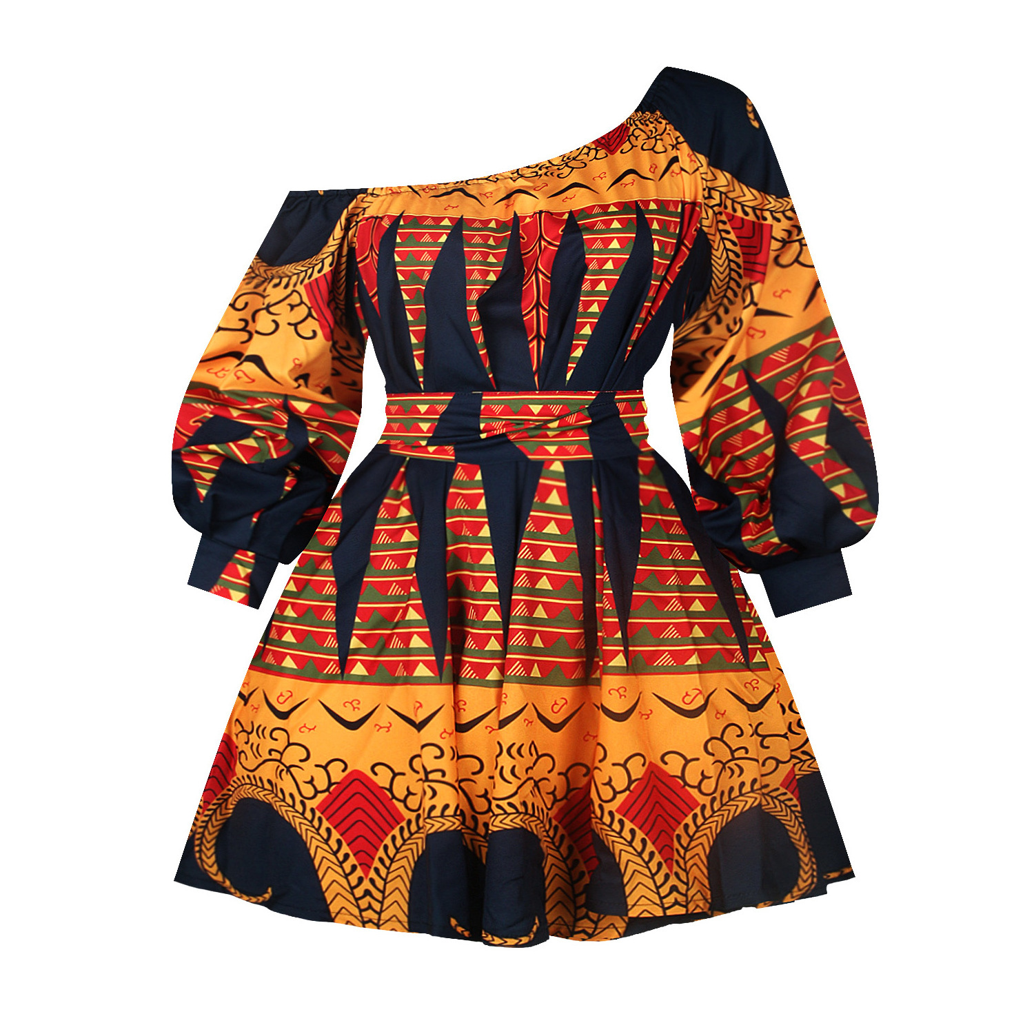 knee length dresses for ladies Elegant Dashiki Print Long Bodycon Dress for Special Occasions W250212 –  Afrinspiration main image 1