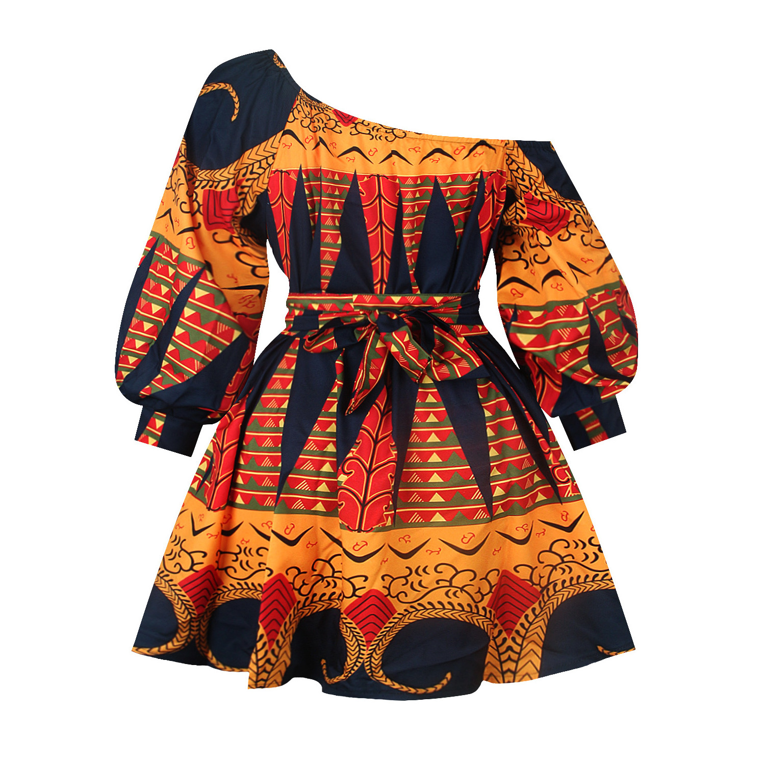 white christmas dresses 1980's West Africa Dress Cotton Batik Tie Belt Custom Queen's Shop Kno Nigeria