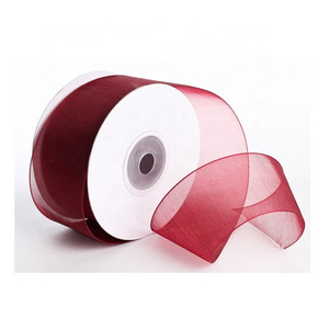 Factory direct sale high quality all color Organza Ribbon Gift red Roll Organza Ribbon