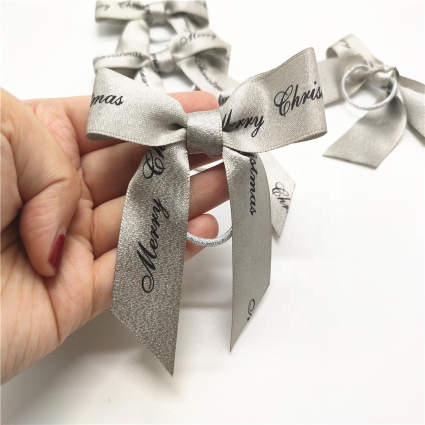 Customized High Quality Custom Logo Printed Gift Wine Bottle Neck Decorative Bows Packing Ribbon Bow