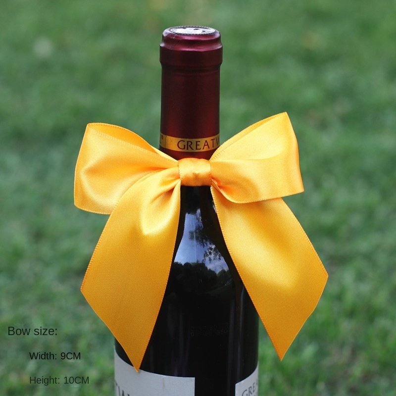 Cheaper Price Best Seller Custom Elastic Loop Ribbon Bows Wholesale Wine Bottle Neck Decorative Bows