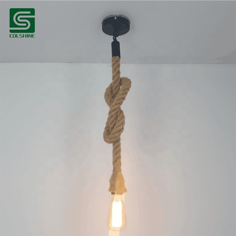 European Style Retro Hemp Rope Pendant Light E27 Vintage Edison Pendant Lamp