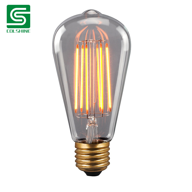 60-Watt Equivalent ST64 Dimmable Straight Filament Clear Glass Vintage Edison LED Light Bulb, Soft White