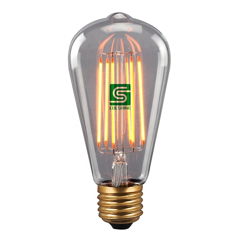 60-Watt Equivalent ST64 Dimmable Straight Filament Clear Glass Vintage Edison LED Light Bulb, Soft White