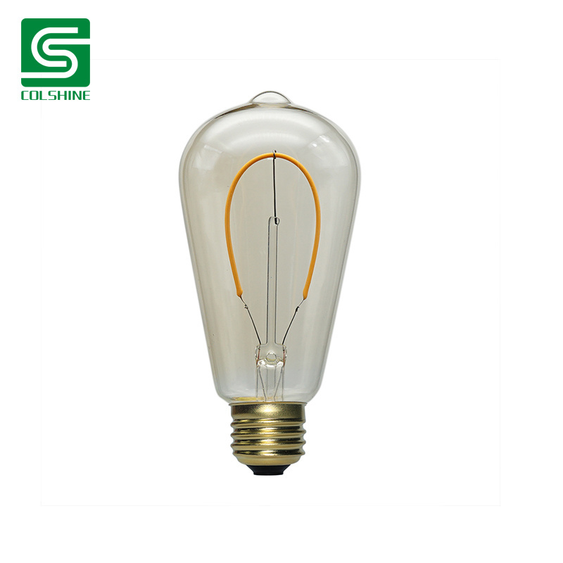 Electric 60-Watt Equivalent ST19 Dimmable Straight Filament Clear Glass E27 Vintage Edison LED Light Bulb