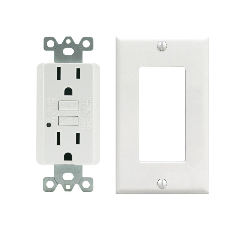 Duplex GFCI Outlet Receptacle 15A 125V Self Test with LED Indicator with Cover