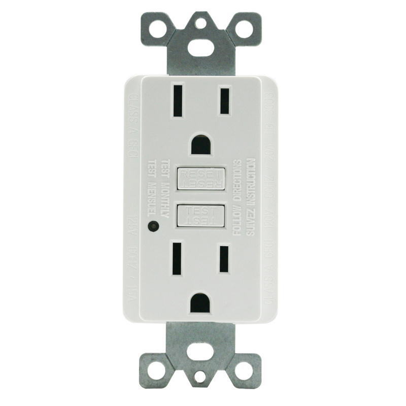 Duplex GFCI Outlet Receptacle 15A 125V Self Test with LED Indicator with Cover