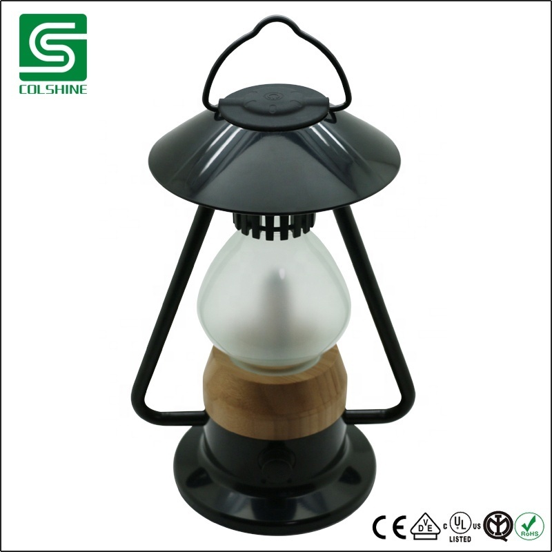 Retro black adventuridge rechargeable LED camping lantern with USB powerbank table lamp