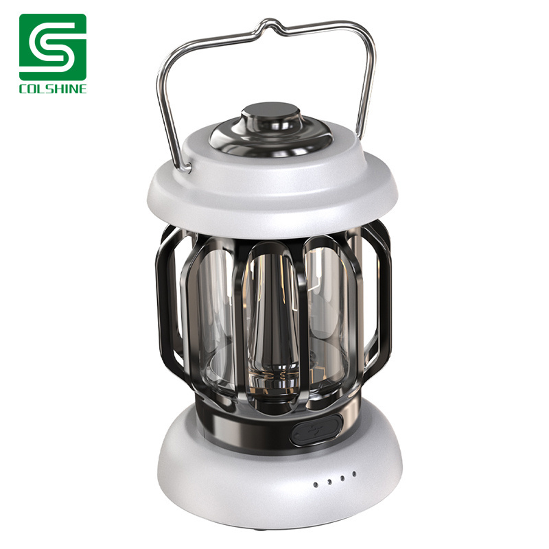 Outdoor Retro Campsite Camp Lantern Rechargeable Hanging Camping Light Portable LED Emergency Lamp Waterproof Camping Lights