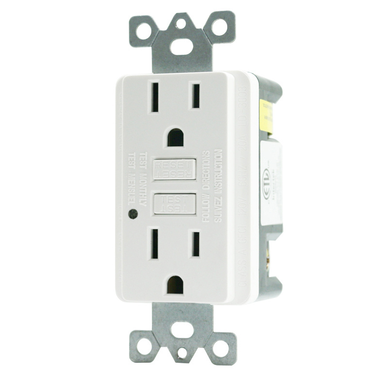 Duplex GFCI Outlet Receptacle 15A 125V Self Test with LED Indicator with Cover