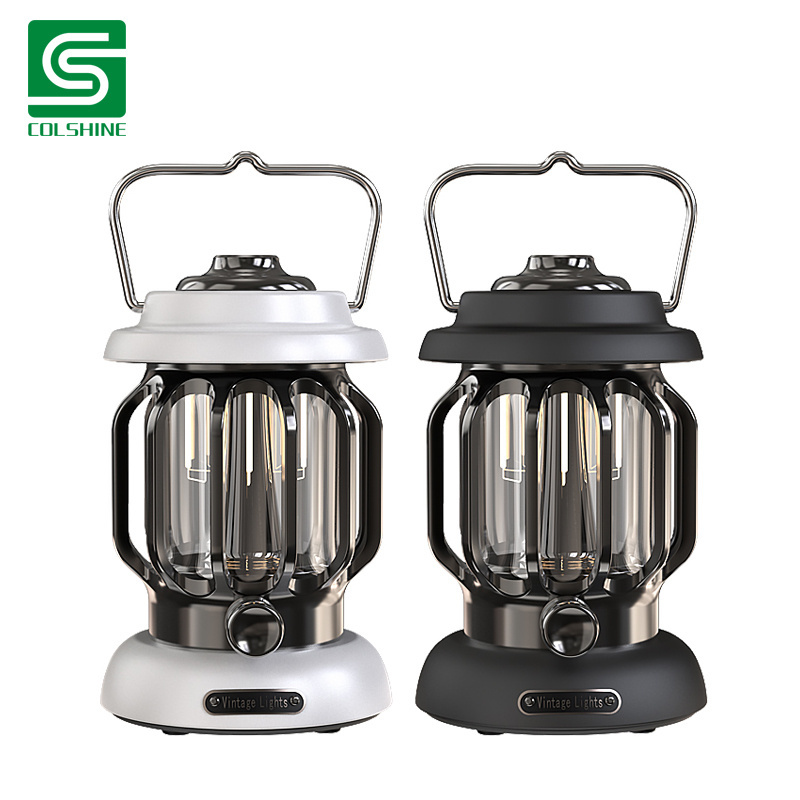 Outdoor Retro Campsite Camp Lantern Rechargeable Hanging Camping Light Portable LED Emergency Lamp Waterproof Camping Lights