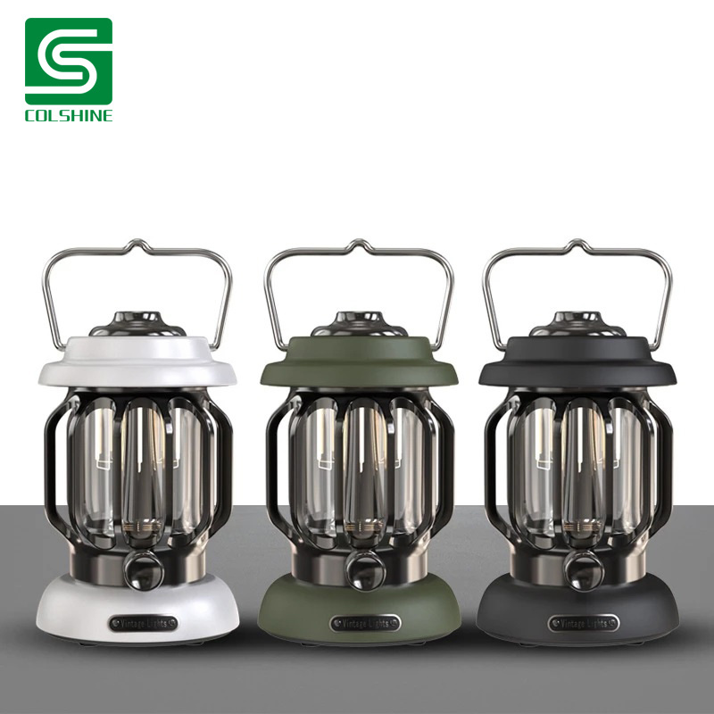 Outdoor Retro Campsite Camp Lantern Rechargeable Hanging Camping Light Portable LED Emergency Lamp Waterproof Camping Lights