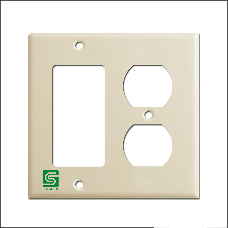 1 Duplex Receptacle and 1 Decorator Two Gang Ivory