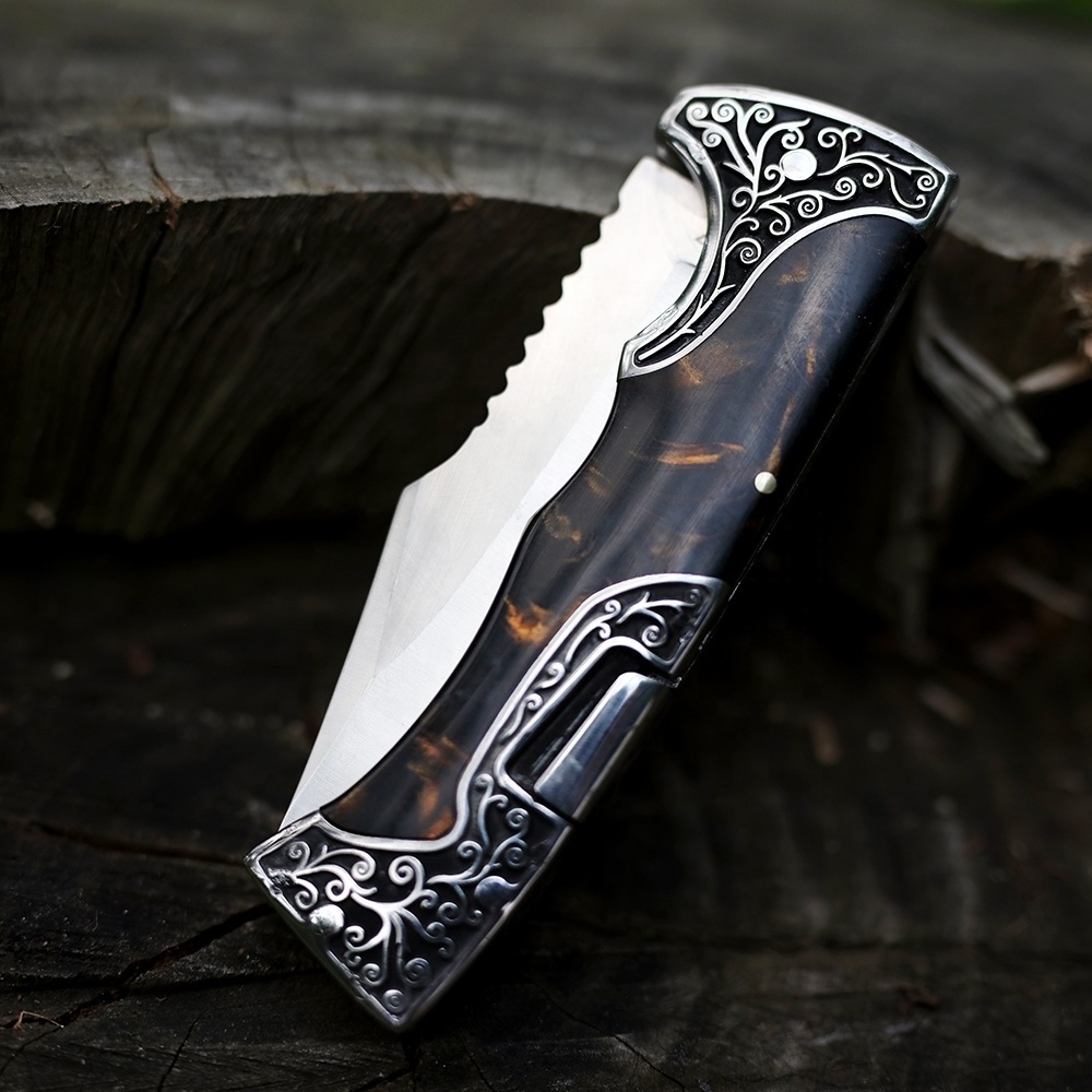 Wood Handle High Quality Stainless Steel EDC Tactical Survival Folding Pocket Knife