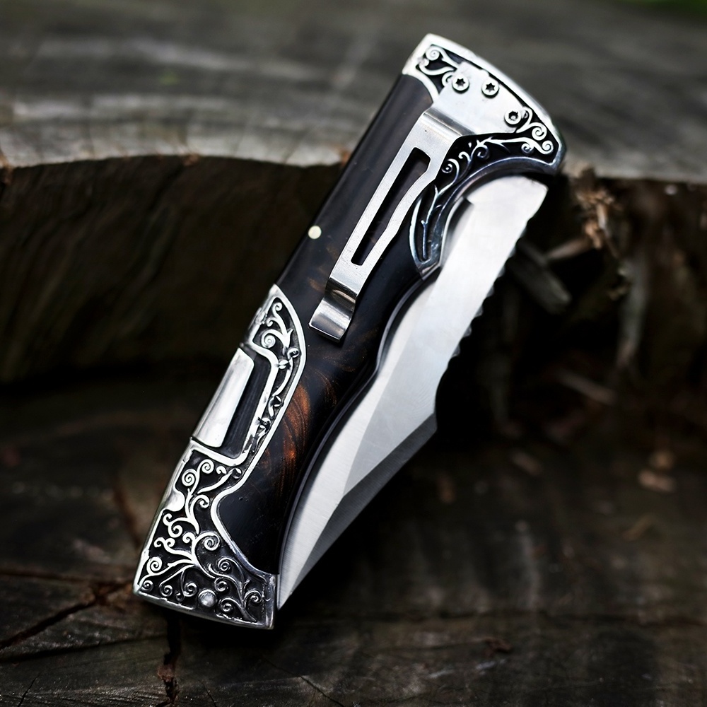 Wood Handle High Quality Stainless Steel EDC Tactical Survival Folding Pocket Knife