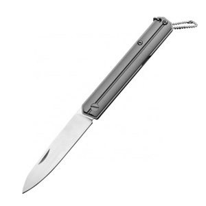 Titanium alloy handle strong hardness steel folding knife belt clip EDC keychain pocket knife