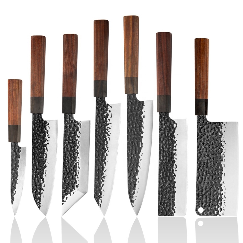 Kitchen Knife Japanese Style Chef Santoku Knife Hand Forged 7CR13 Stainless Steel Meat Cleave Hand Forged Knife Set