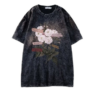 Wholesale Streetwear Graphic Tees Plus Size Men's Clothing Acid Wash Vintage Men's T-Shirts