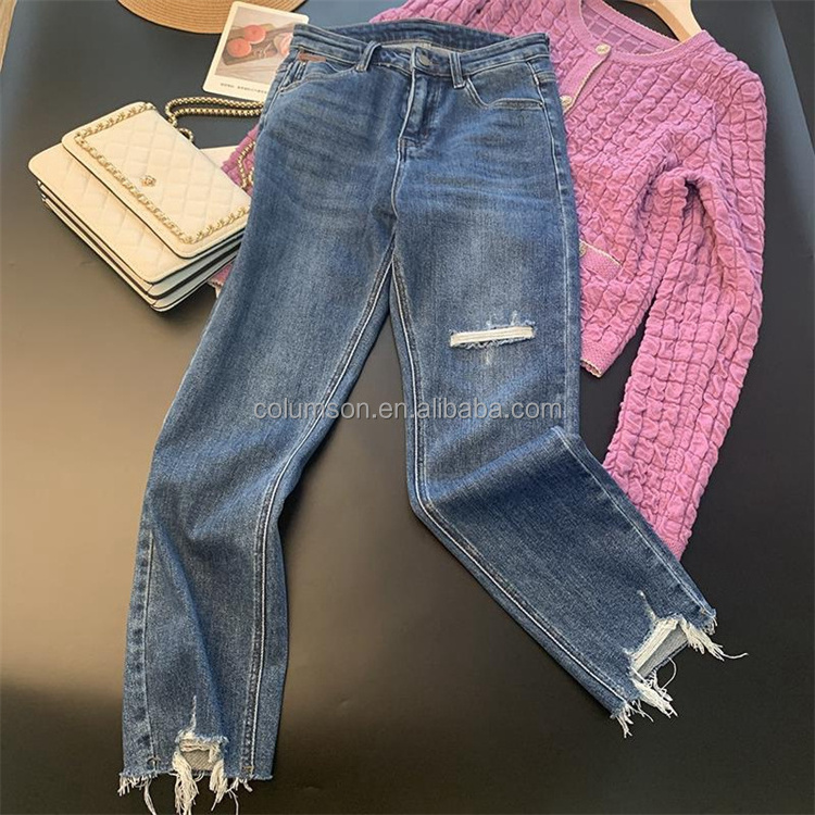 Wholesale women's denim stretch ladies pants skinny jeans Pencil Pants apparel stock women jeans