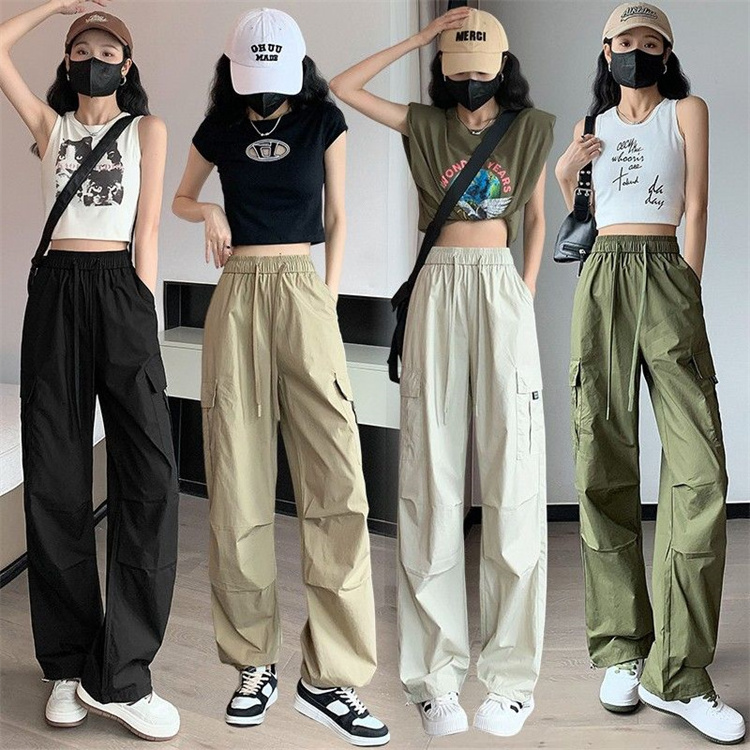 women cargo pants women's trousers High waist loose casual trousers vintage multi pocket streetwear  Wide leg pants for ladies