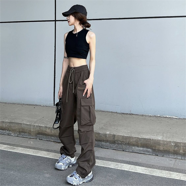 women cargo pants women's trousers High waist loose casual trousers vintage multi pocket streetwear  Wide leg pants for ladies