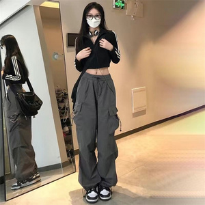 women cargo pants women's trousers High waist loose casual trousers vintage multi pocket streetwear  Wide leg pants for ladies