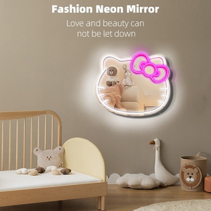 New Design Cute Mirror Light Wall Decorative Hello Kitty Custom Led Neon Light Mirror