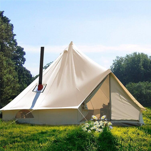 5M Waterproof Fireproof Cotton Canvas Bell Tent Teepee Yurt Bell Tent with Wood Stove Pipe Hole