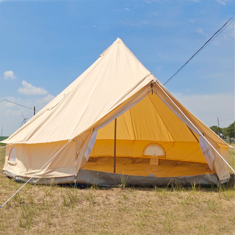 5M Waterproof Fireproof Cotton Canvas Bell Tent Teepee Yurt Bell Tent with Wood Stove Pipe Hole