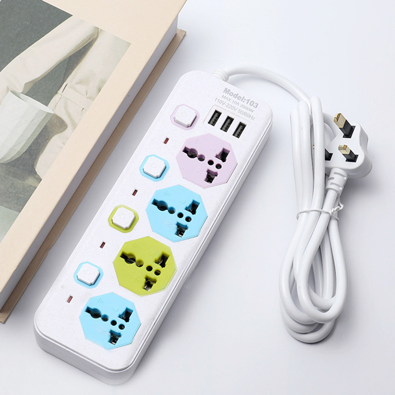 Philippines Indonesia Malaysia Hot Selling 2 Flat Pin Plug Adapter 3 4 5 Way Electrical Power Strip Multi USB Extension Socket