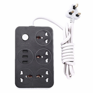 BS Plug Adapter 4 Way Electric Extension Cord Universal Socket USB Charging Power Strip for Dubai Iraq Kuwait Oman Market