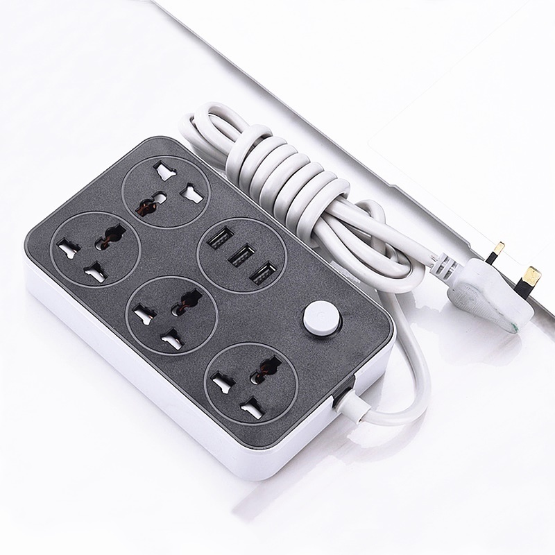 BS Plug Adapter 4 Way Electric Extension Cord Universal Socket USB Charging Power Strip for Dubai Iraq Kuwait Oman Market