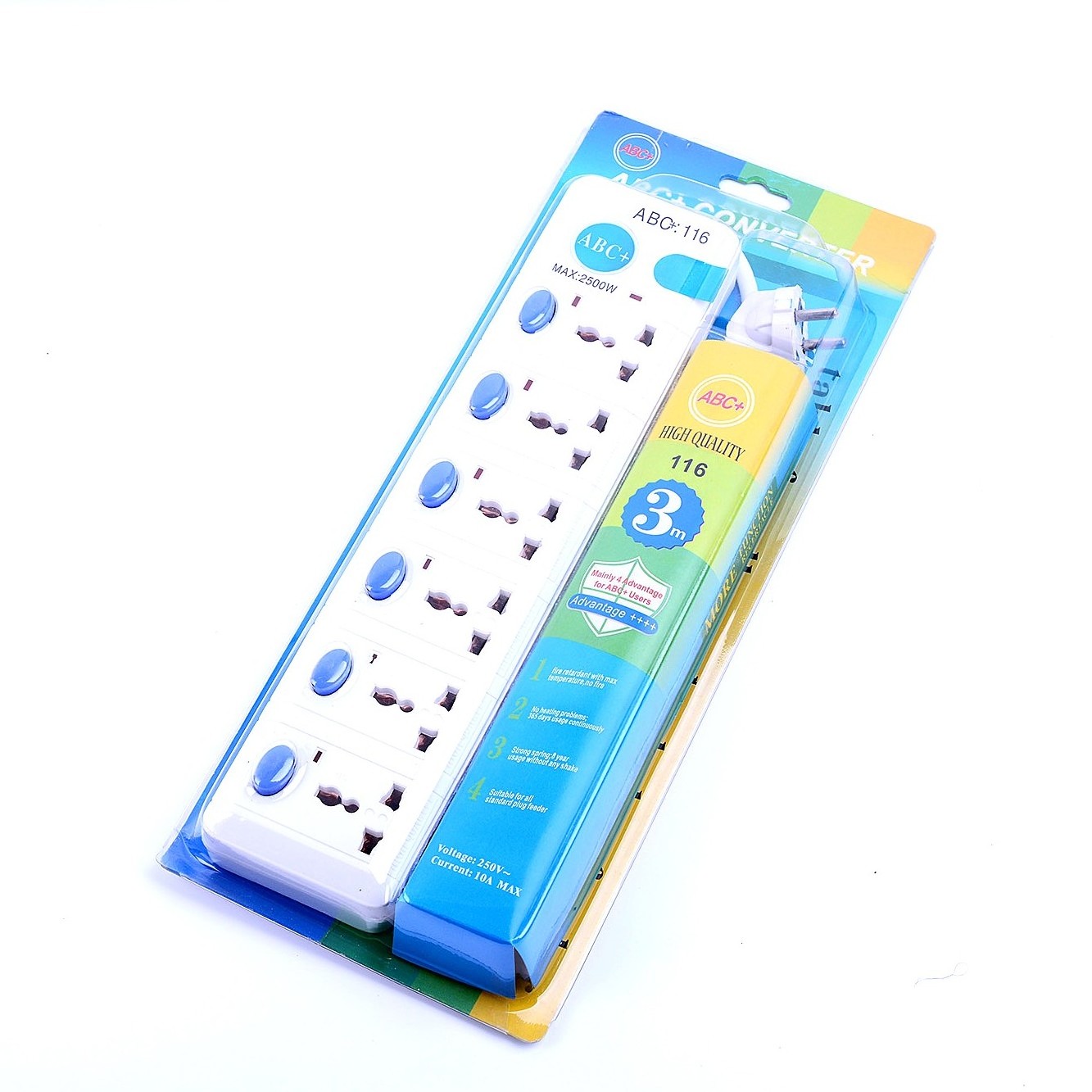 High Quality 3 Way Power Strip Universal Electrical Extension Wire Socket for Thailand Myanmar Cambodia Laos Market