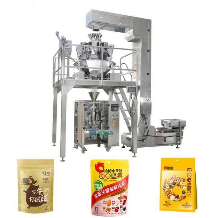 Fully Automatic Weighing Vertical Fill Plastic Sandwich Packaging Machine Spicy 1KG Stand Up Zipper Bag Popcorn Packing Machine