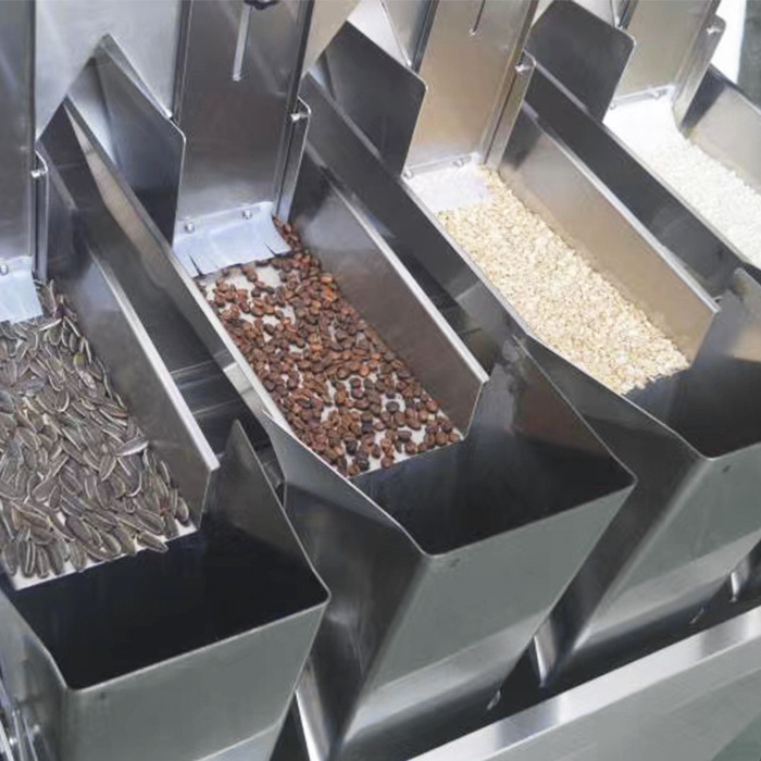 Semi automatic multihead linear weigher powder spice filling machine weighing 100g 1kg salt flour suger packing machine