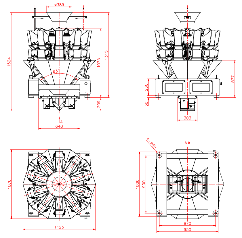 10 Head Multihead Weigher Automatic Packaging Machine Hardware Plastic Filling Machine