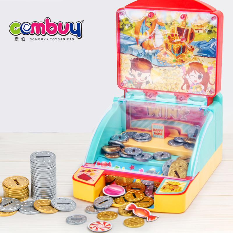 Cheap plastic machine toy mini coin pusher with light music