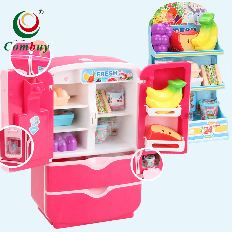 Music voice interaction kids kitchen mini toy refrigerator