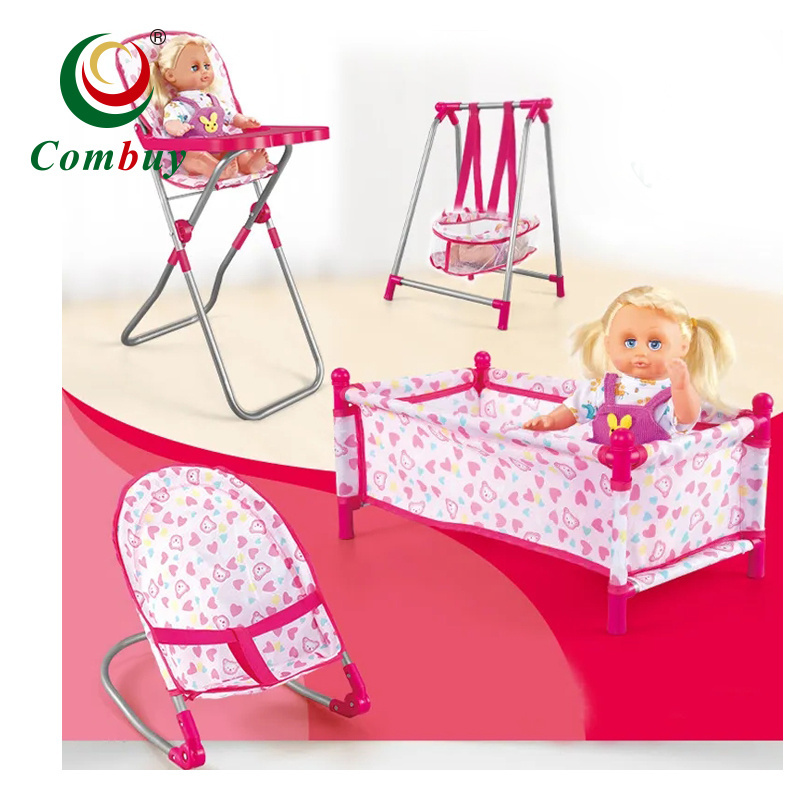 Bed swing high chair 4PCS set baby doll accessories set