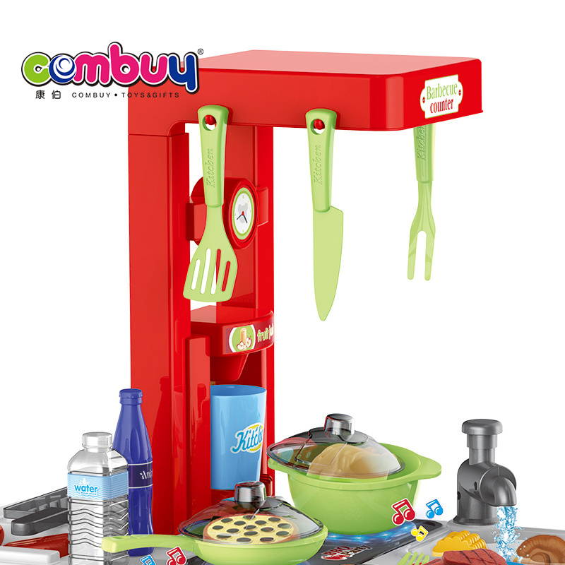 Pretend play kitchen table kids BBQ set toy with water faucet