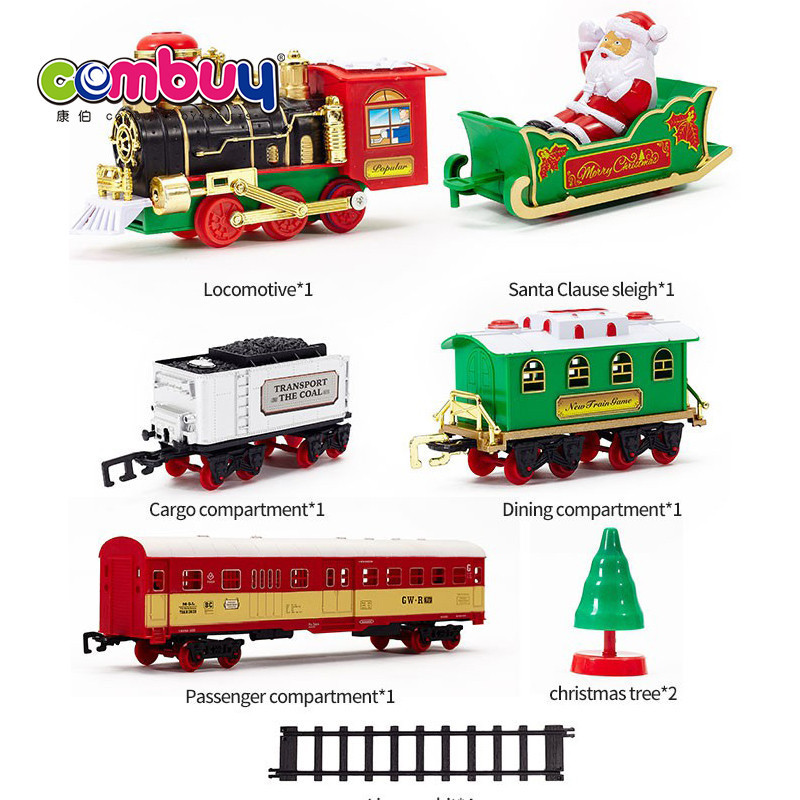 Christmas gift track car music light smoking train rail toy