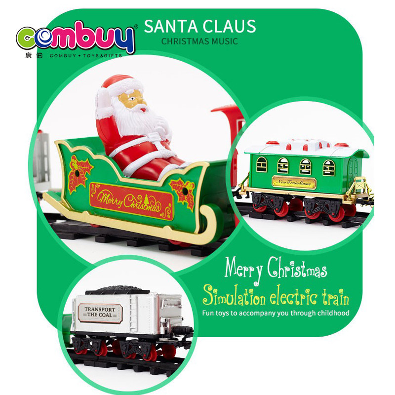 Christmas gift track car music light smoking train rail toy